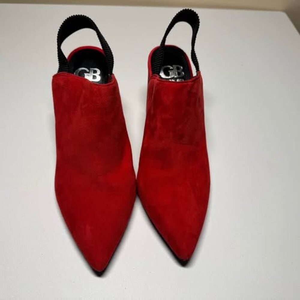 Gianni Bini Red Suede Slingback Block Heels - Picture 2 of 7